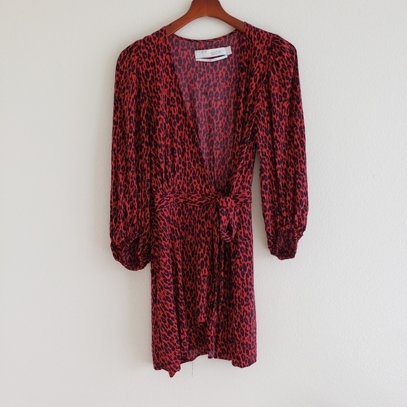 IRO Boina Rad & Black colors Leopard Wrap Dress size 8 or EUR 40 - Picture 4 of 15